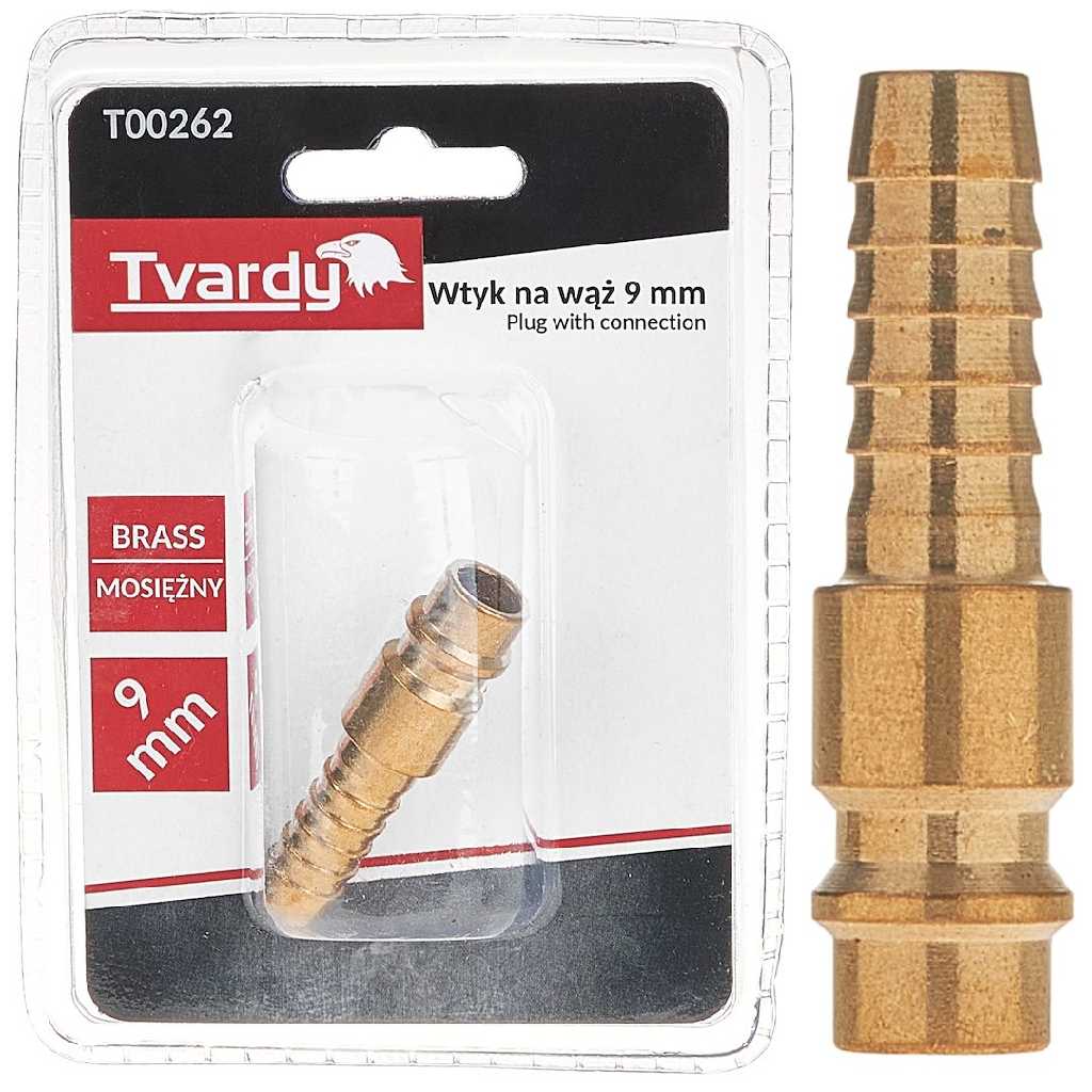 BLISTER DE 10 RACORD DE LATON CON ESPIGA PARA MANGUERA DE 9 MM.