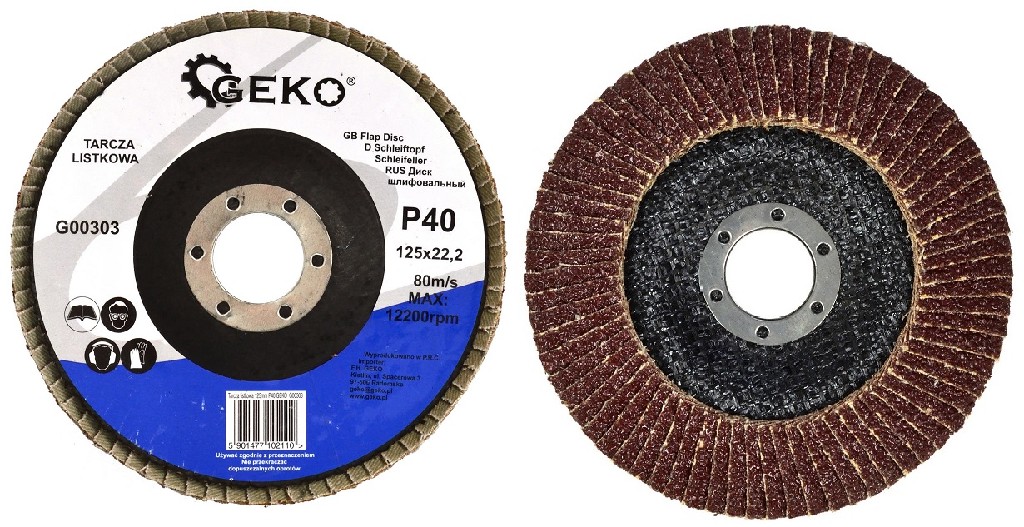 PAQUETE DE 10 DISCOS DE LAMINAS ABRASIVAS PARA  ACERO INOX., Ø 125 X 22.2 MM, GRANO 40 *PREMIUM*