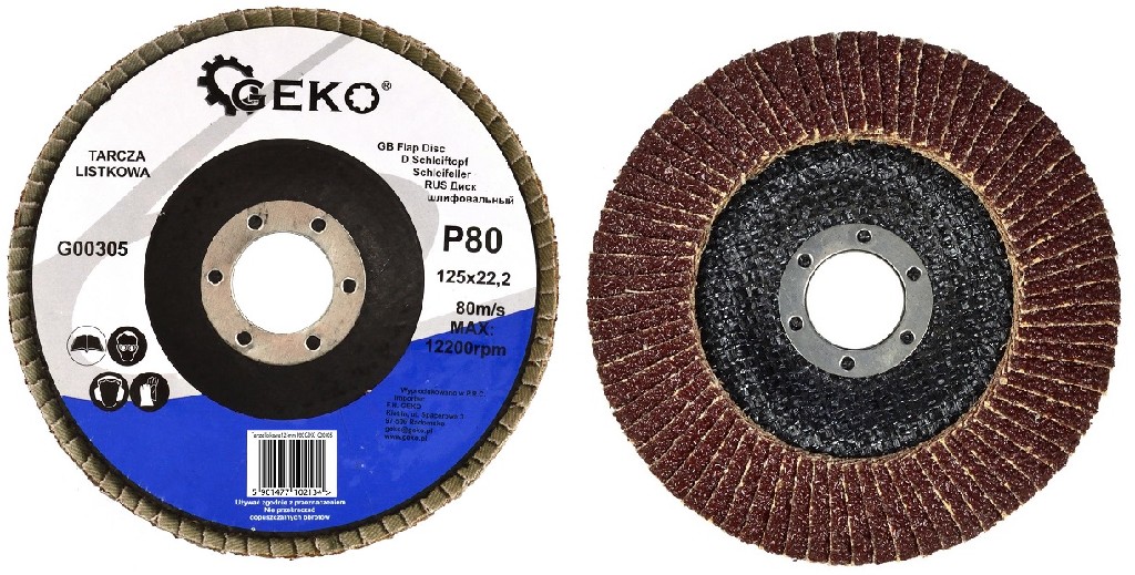 PAQUETE DE 10 DISCOS DE LAMINAS ABRASIVAS PARA  ACERO INOX., Ø 125 X 22.2 MM, GRANO 80 *PREMIUM*
