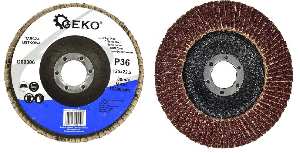 PAQUETE DE 10 DISCOS DE LAMINAS ABRASIVAS PARA  ACERO INOX., Ø 125 X 22.2 MM, GRANO 36 *PREMIUM*