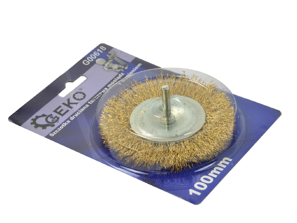 % CEPILLO CIRCULAR DE ALAMBRE DE LATON, Ø 100 MM C/VASTAGO Ø 6 MM