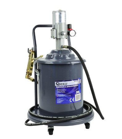 ENGRASADORA NEUMÁTICA + DEPOSITO METALICO 20 L. CON RUEDAS DE TRANSPORTE - PRESION 300/400 MPA - PRESION DE TRABAJO 6-8 BAR - SUMINISTRO 0,9 L/MIN