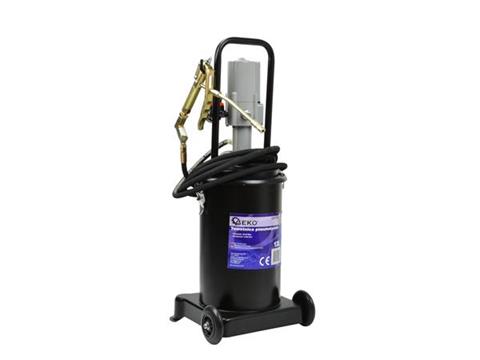 ENGRASADORA NEUMÁTICA + DEPOSITO METALICO 12 L. CON RUEDAS DE TRANSPORTE - PRESION 300/400 MPA - PRESION DE TRABAJO 4-8 BAR - SUMINISTRO 0,82 L/MIN.