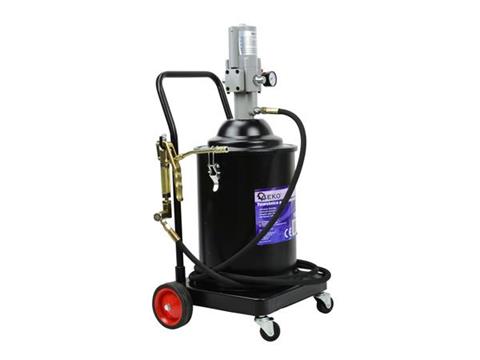ENGRASADORA NEUMÁTICA + DEPOSITO METALICO 16 L. CON RUEDAS DE TRANSPORTE - PRESION 30/40 MPA - PRESION DE TRABAJO 6-8 BAR - SUMINISTRO 0,85 L/MIN