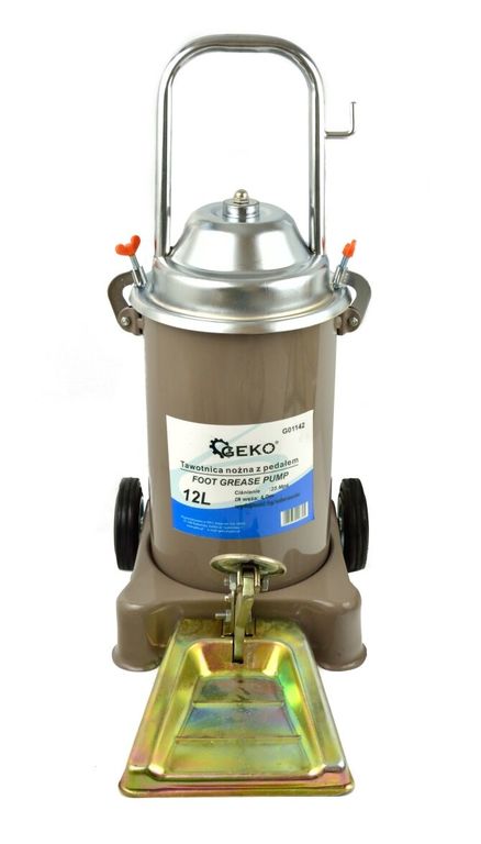 ENGRASADORA DE PEDAL + DEPOSITO METALICO 12 L. Y 5 KG. DE CAPACIDAD + MANGUERA 4 M. - PRESION 25 MPA