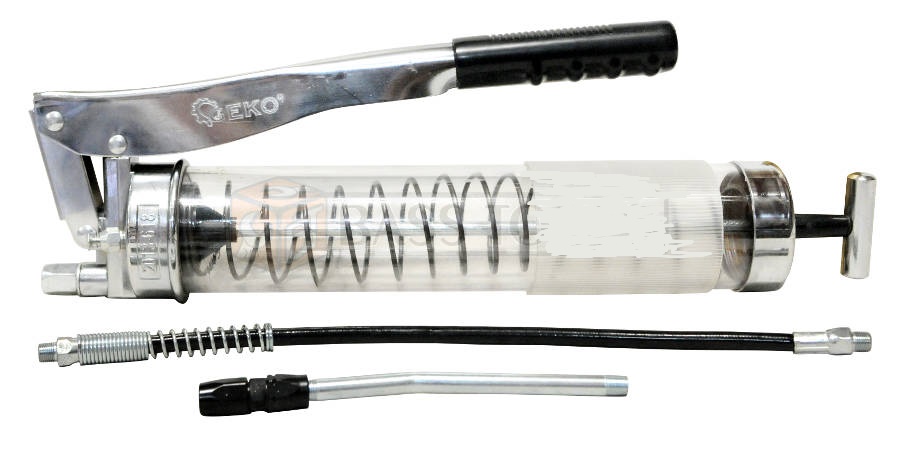 ENGRASADORA PROFESIONAL MANUAL, 1.000 CCM., + 2 BOQUILLAS (RIGIDA Y FLEXIBLE) CARCASA TRANSPARENTE
