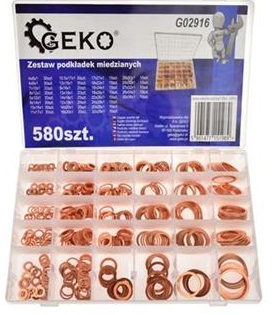 % ESTUCHE 580 ARANDELAS DE COBRE (4 X 8 X 1 - 30 X 36 X 1 MM.)