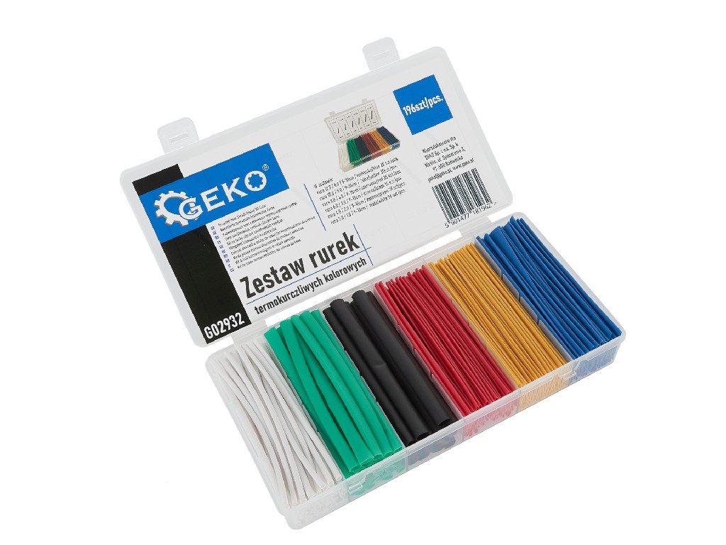 ESTUCHE DE 196 TUBOS RETRACTILABLES DE COLORES (BLANCO - VERDE - NEGRO - ROJO - AMARILLO - AZUL)
