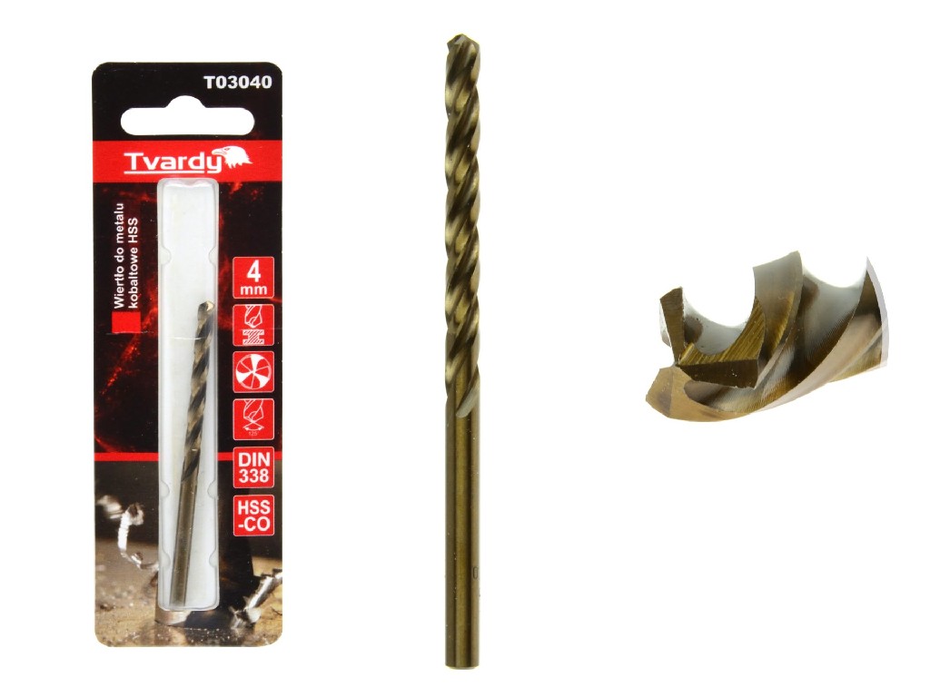 BLISTER DE 1 BROCA ACERO HSS-COBALTO M35 PUNTA TRILABIAL AFILABLE, 4.0 MM. DIN 338