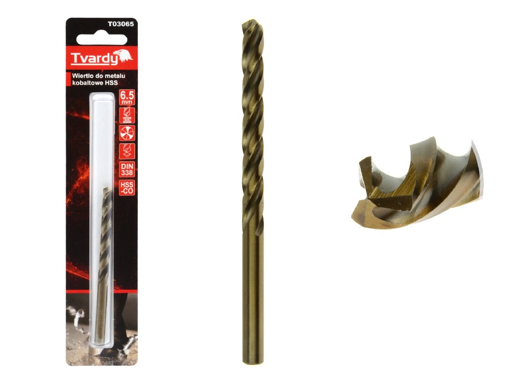BLISTER DE 1 BROCA ACERO HSS-COBALTO M35 PUNTA TRILABIAL AFILABLE, 6.5 MM. DIN 338