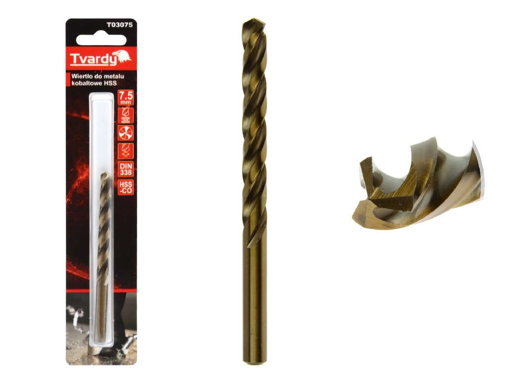 BLISTER DE 1 BROCA ACERO HSS-COBALTO M35 PUNTA TRILABIAL AFILABLE, 7.5 MM. DIN 338