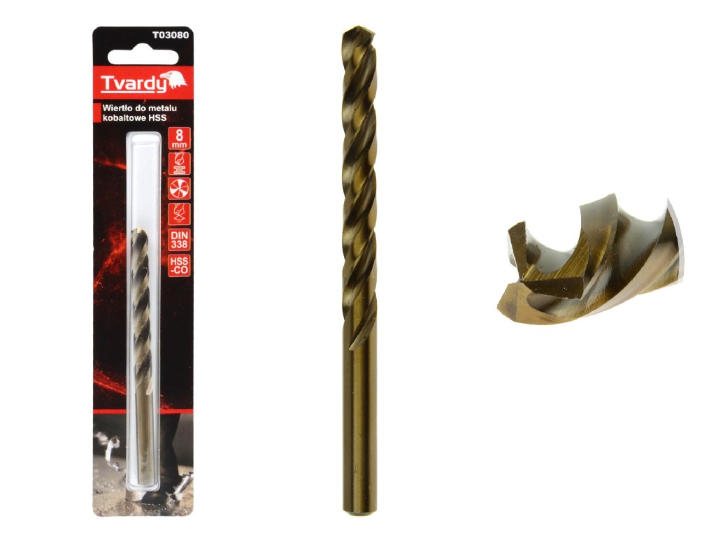 BLISTER DE 1 BROCA ACERO HSS-COBALTO M35 PUNTA TRILABIAL AFILABLE, 8.0 MM. DIN 338