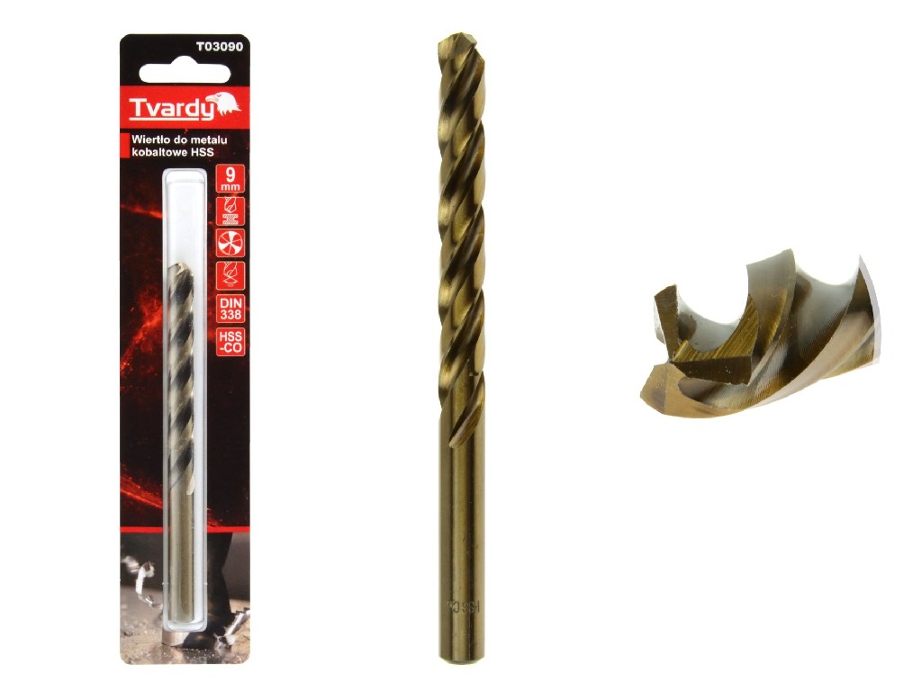 BLISTER DE 1 BROCA ACERO HSS-COBALTO M35 PUNTA TRILABIAL AFILABLE, 9.0 MM. DIN 338