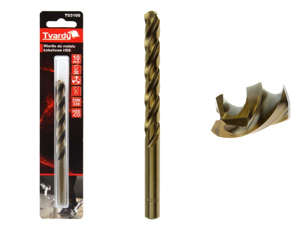 BLISTER DE 1 BROCA ACERO HSS-COBALTO M35 PUNTA TRILABIAL AFILABLE, 10.0 MM. DIN 338