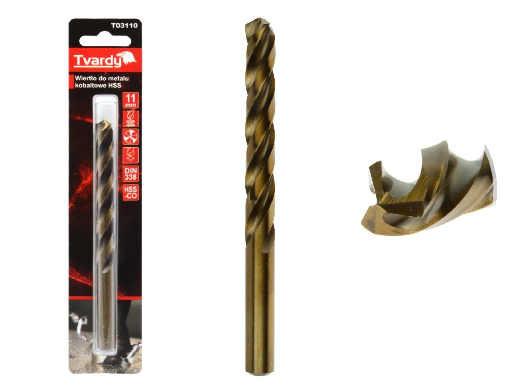 BLISTER DE 1 BROCA ACERO HSS-COBALTO M35 PUNTA TRILABIAL AFILABLE, 11.0 MM. DIN 338