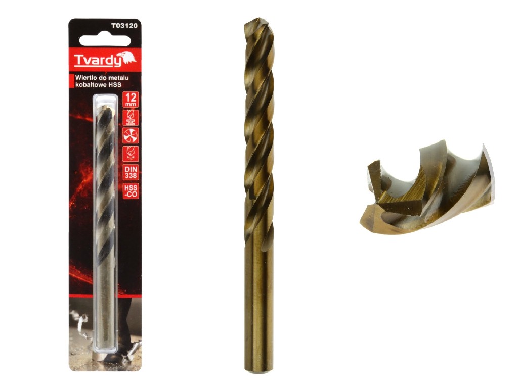 BLISTER DE 1 BROCA ACERO HSS-COBALTO M35 PUNTA TRILABIAL AFILABLE, 12.0 MM. DIN 338