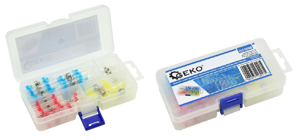 ESTUCHE DE 100 CONECTORES DE SOLDADURA TERMORETRACTILES (0,25 - 6 MM2 / 26 - 10 AWG / 27 - 40 MM / 1,7 - 6 MM2) 105ºC