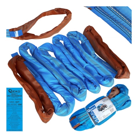 ESLINGA DE POLIESTER DE CARGA Y ARRASTRE, 42 TON. - 6 M X 80 MM. (AZUL)