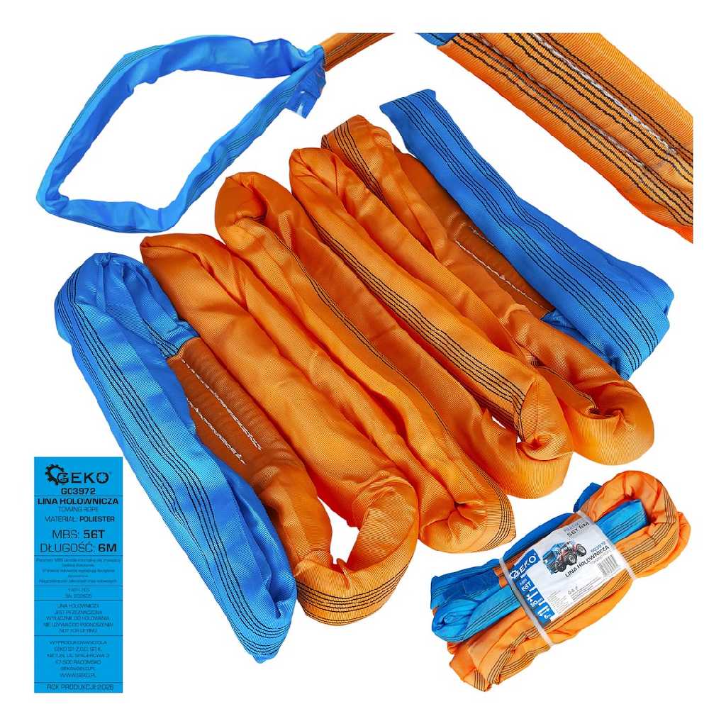 ESLINGA DE POLIESTER DE CARGA Y ARRASTRE, 56 TON. - 6 M X 90 MM. (NARANJA)