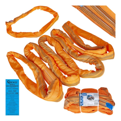 ESLINGA DE POLIESTER DE CARGA Y ARRASTRE, 70 TON. - 6 M X 100 MM. (NARANJA)