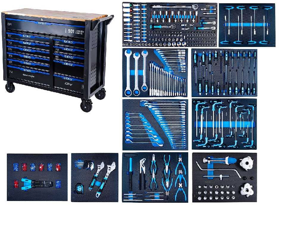 @ CARRO PORTAHERRAMIENTAS DE 12 BANDEJAS, XL (1150 X 970 X 460 MM) + DOTACION DE 501 HERRAMIENTAS