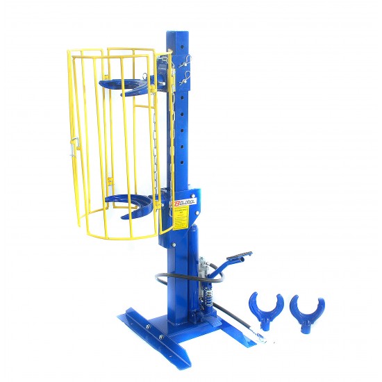 DESMONTADOR DE MUELLES DE AMORTIGUACIÓN SISTEMA MACPHERSON HIDRAULICO / NEUMÁTICO 1.000 KGS  CON REJILLA DE SEGURIDAD (RANGO MAX. 210 - 570 MM)+ 2 JUEGOS DE GARRAS (80-125 MM / 100-165 MM
