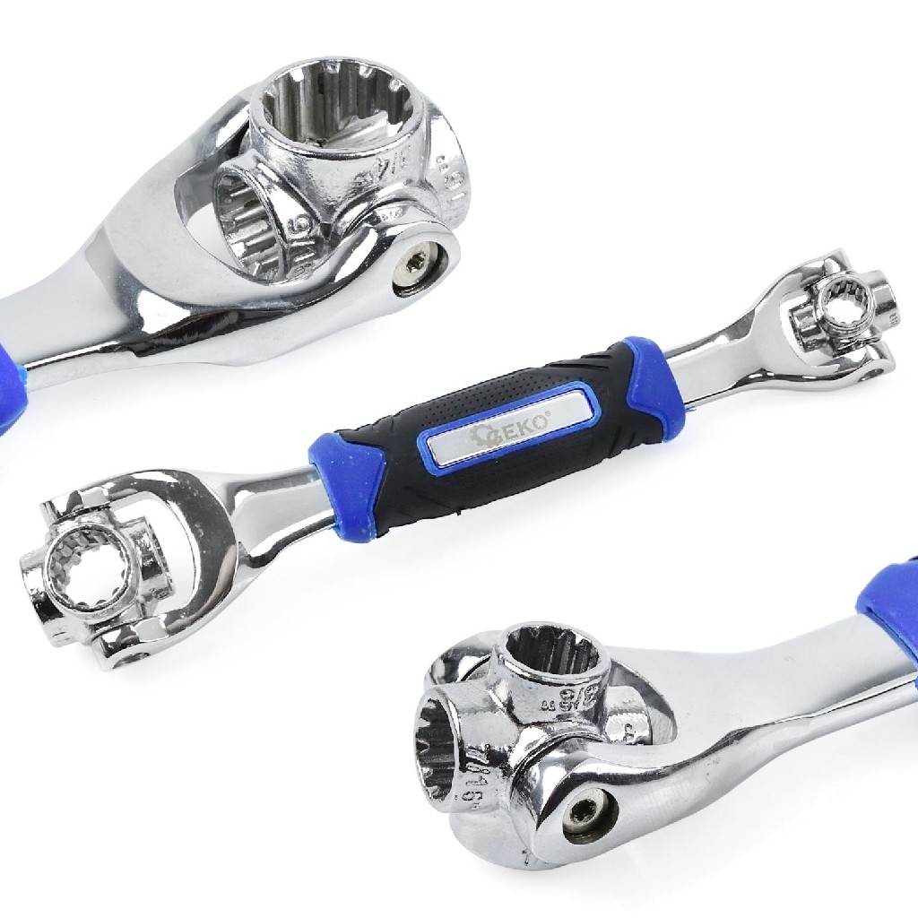 LLAVE DOBLE GIRATORIA MULTIFUNCIONAL, 48 EN 1, *GEAR-LOCK* (8 - 19 MM.)
