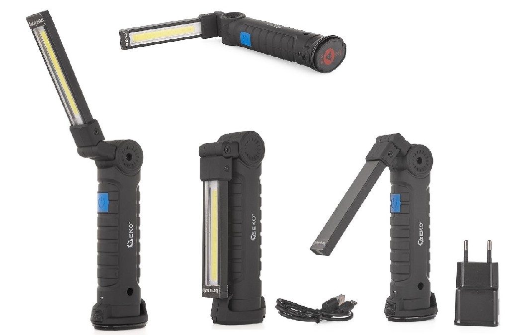 LAMPARA ARTICULADA 270ª A BATERIA, LED-COB DELANTERA 5 W. - 1200 MAH. - IP20 - 5 FUNCIONES
