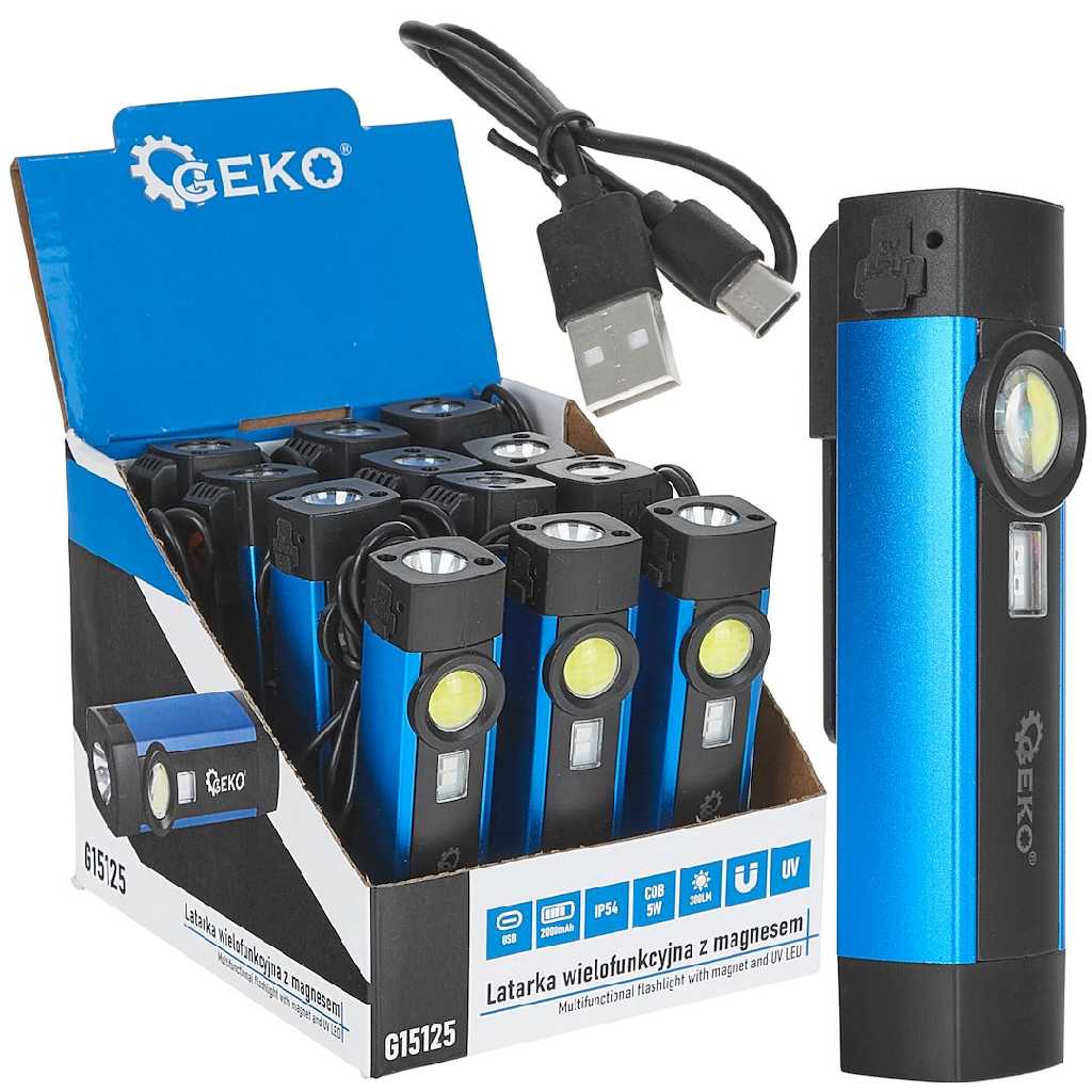 % CAJA EXPOSITORA CON 12 LAMPARAS LED 5 W. DE BOLSILLO DE ALUMINIO UV PARA DETECCIÓN DE FUGAS Y ENDURECIMIENTO DE ADHESIVOS ESPECIALES - RECARGABLE LI-ION 3.6V - 300 LUMENS