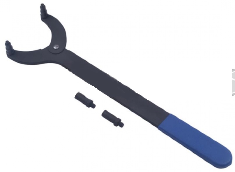 LLAVE AJUSTABLE PARA TENSADO DE POLEAS DE DISTRIBUCIÓN CON 2 BULONES INTERCAMBIABLES 12 MM. (0 - 140 MM.)