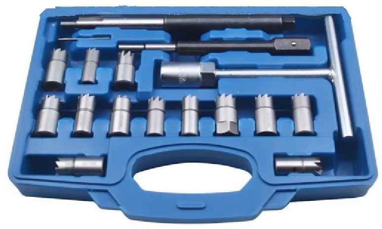 % ESTUCHE 17 UTILES DE FRESADO DE REVESTIMIENTO DE LOS INYECTORES DIESEL UNIVERSAL