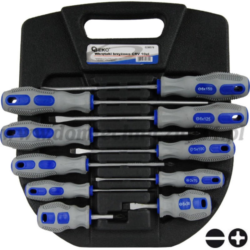 % BLISTER PORTANTE DE 10 DESTORNILLADORES ERGONÓMICOS BIMATERIA ( 6X38-6X75-5X100-6X125-6X150 MM.-PH2X38-PH0X75-PH2X100-PH2X125-PH3X150 MM.)