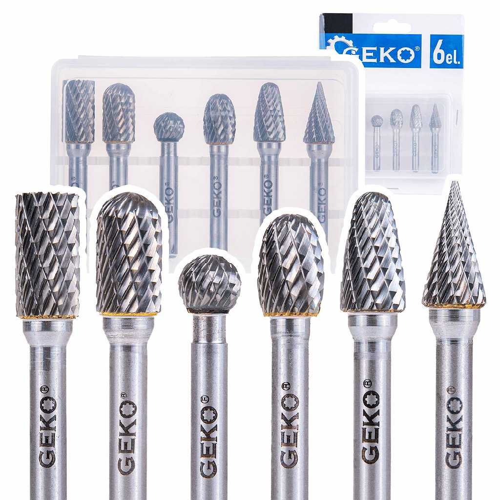 ESTUCHE 7 FRESAS ACERO HSS  DIN 6542 PARA METAL DURO, Ø 6 MM. (MAX. 30.000 R.P.M.)
