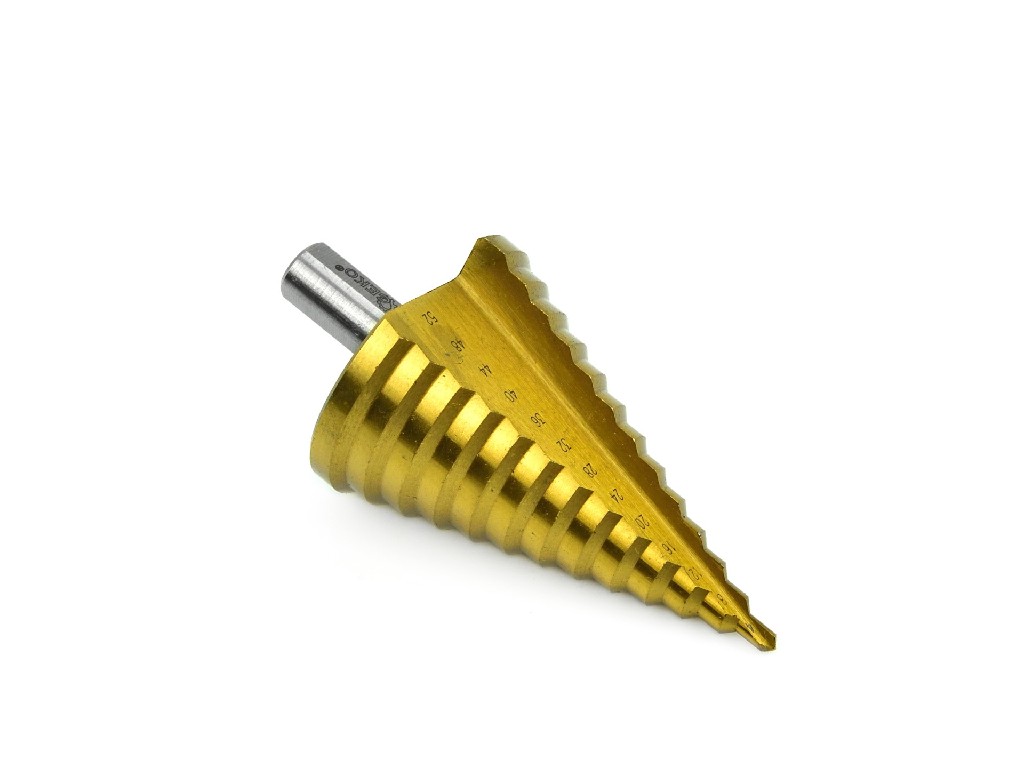 % BROCA CONICA ESCALONADA  ACERO HSS TITANIO, Ø 4 - 52 MM