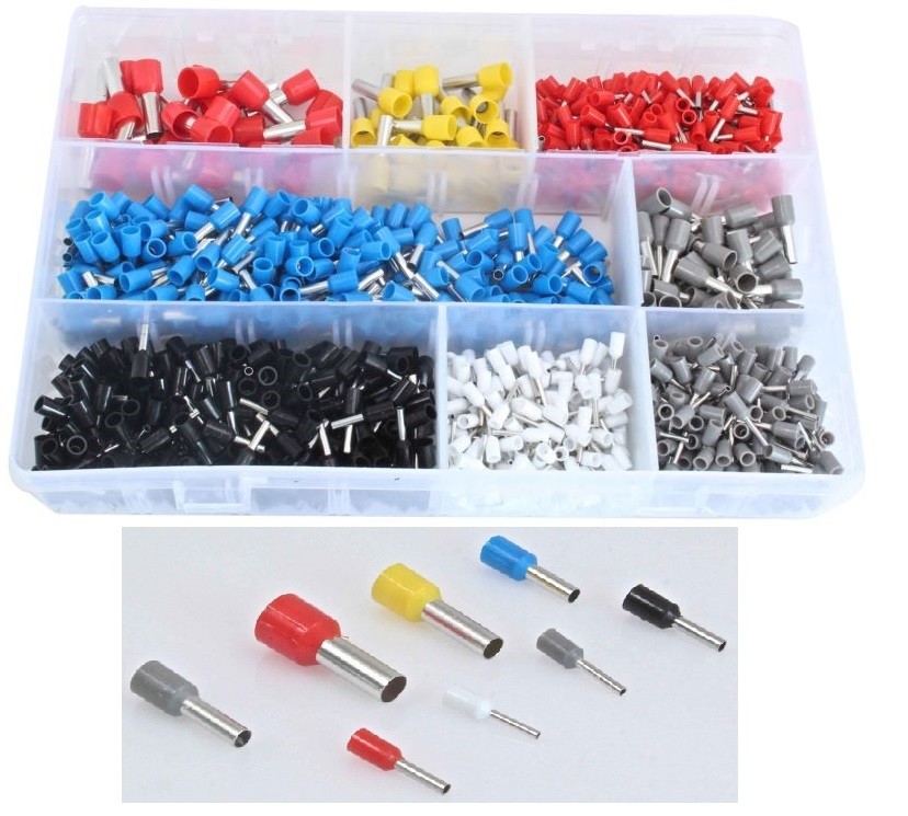 ESTUCHE 1200 CASQUILLOS DE CONEXION AISLADOS AWG (50 X 0,5 - 50 X 0,75 - 100 X 1,00 - 250 X 1,5 - 150 X 2,5 - 50 X 4,0 - 25 X 6,0 - 10 X 10,0 MM2)