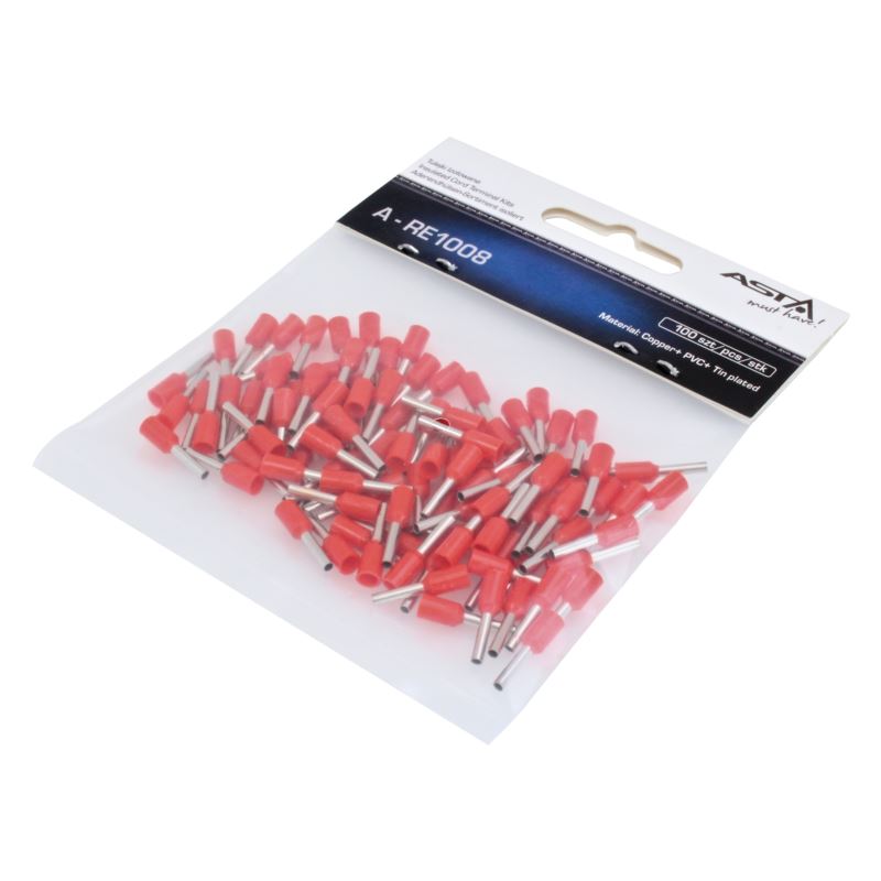BLISTER 100 CASQUILLOS DE CONEXION AISLADOS AWG (1.0 MM2) ROJO