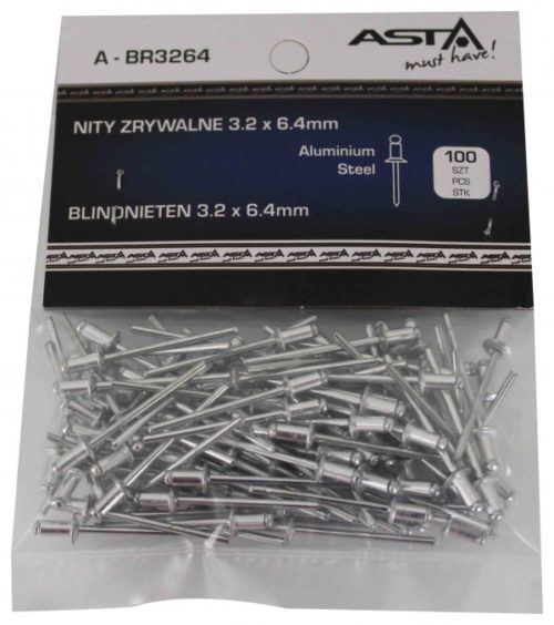 % BLISTER 100 REMACHES ALUMINIO/ACERO Ø 3.2 X 6,4 MM.