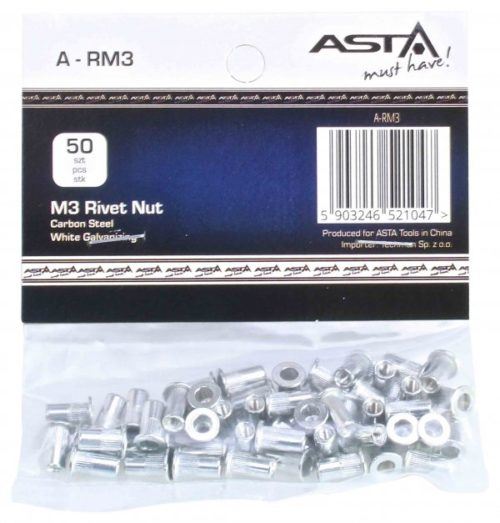 % BLISTER 50 TUERCAS REMACHABLES ACERO/CARBONO Ø M3