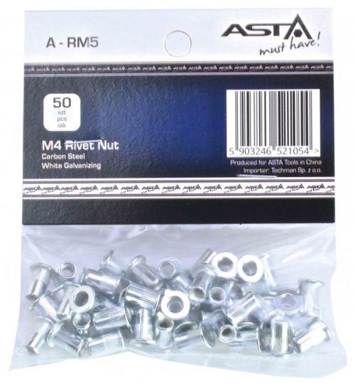 % BLISTER 50 TUERCAS REMACHABLES ACERO/CARBONO Ø M5