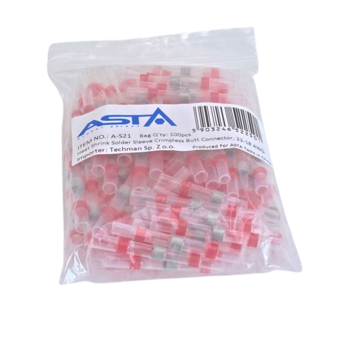 % BOLSA DE 100 CONECTORES DE SOLDADURA RETRACTILES 22-18 AWG, ROJO