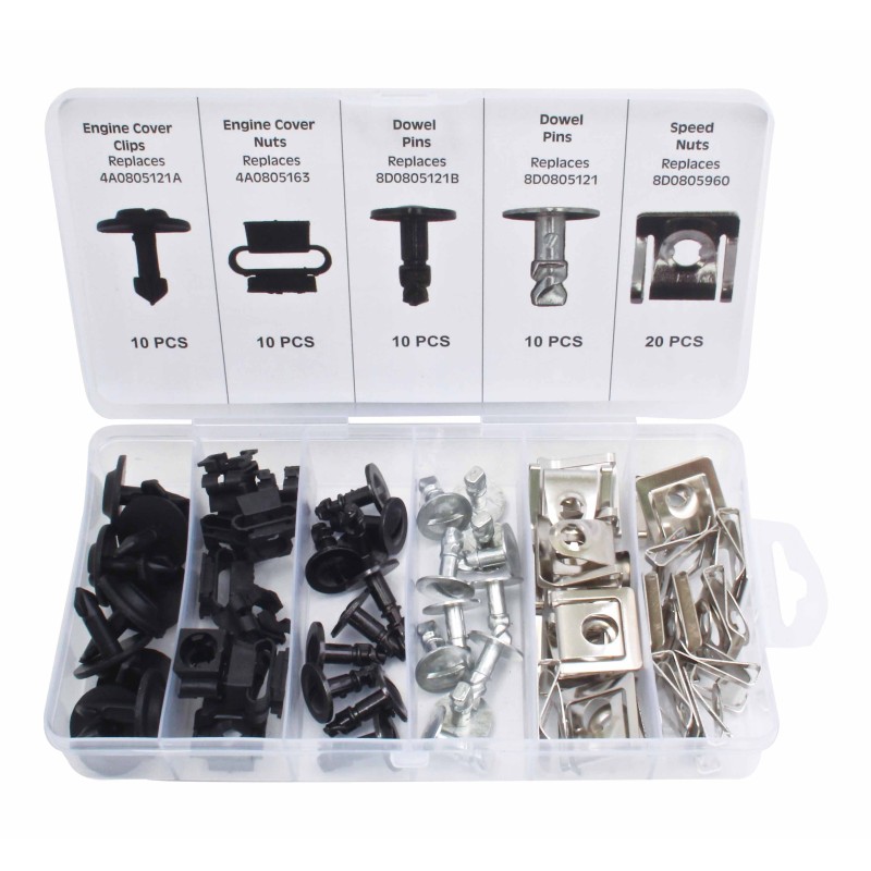 ESTUCHE 60 CLIPS / GRAPAS PARA SUJECCION DE CUBIERTA DE LA BANDEJA INFERIOR DEL MOTOR