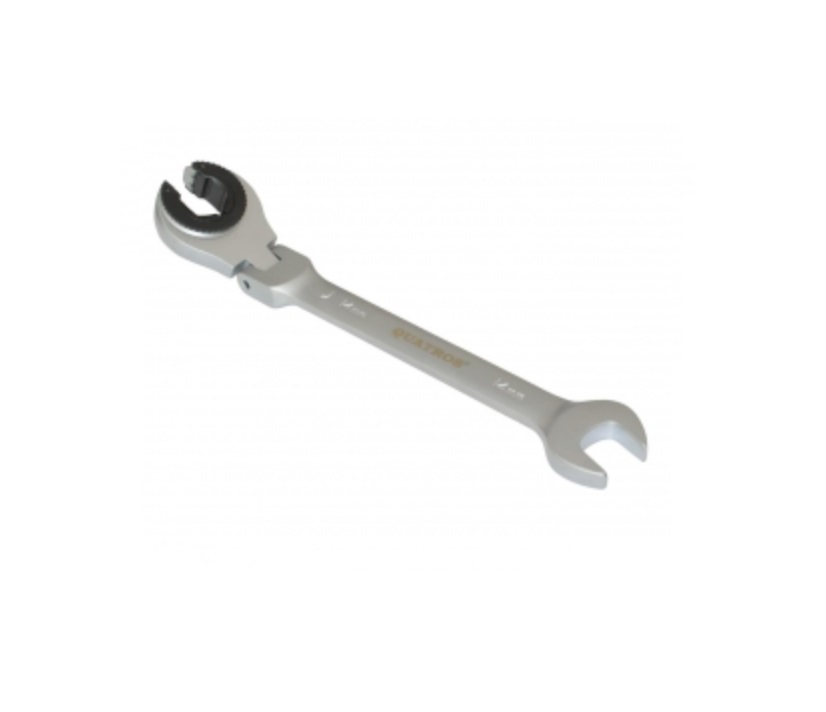 LLAVE COMBINADA SEMIABIERTA CON CARRACA 72 D. DE TRINQUETE, ARTICULADA 180º, 13 MM.