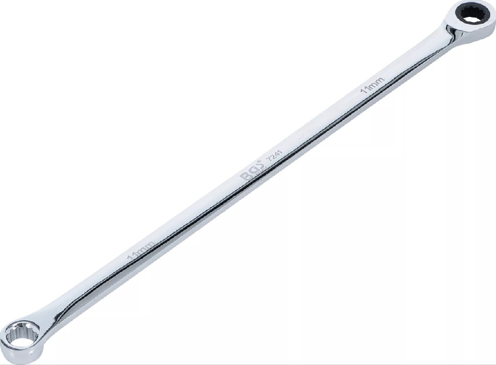 LLAVE ESTRELLA PLANA DOBLE (FIJA + CARRACA 72 D.), 11 X 290 MM.
