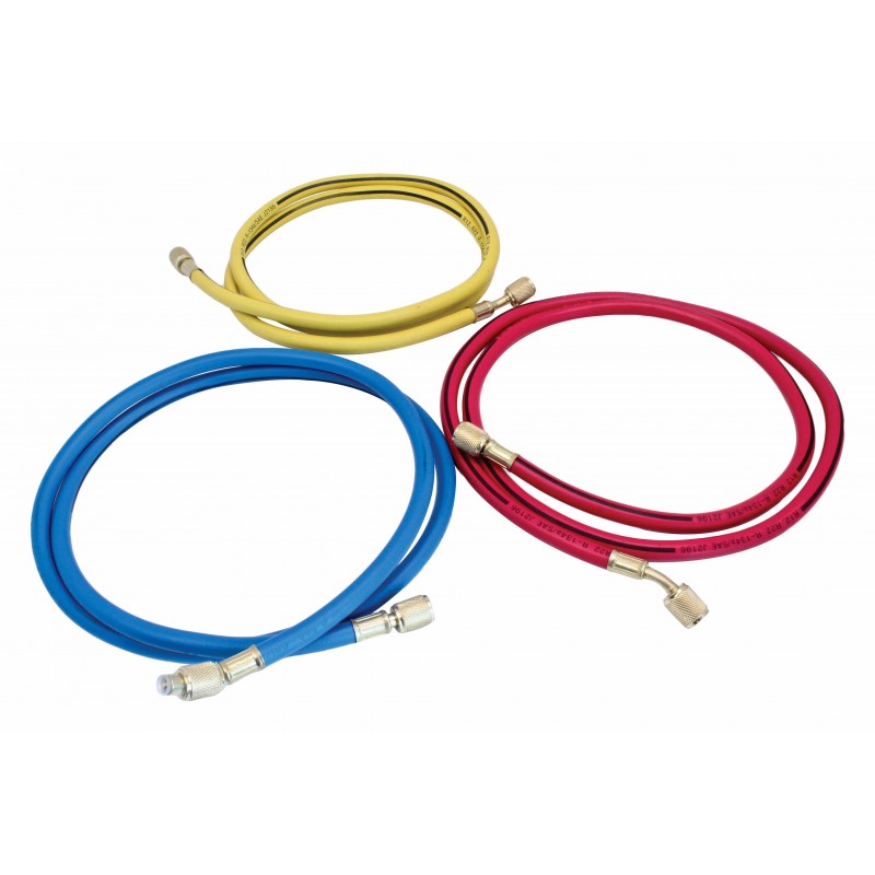 BLISTER DE 3 MANGUERAS PARA COMPRESIMETRO DE AIRE ACONDICIONADO (AMARILLA - AZUL - ROJA)
