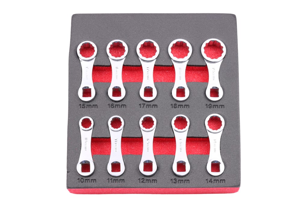 BANDEJA DE EVA CON 10 LLAVES INSERTABLES BIHEX. PARA CARRACA O DINAMOMÉTRICA 3/8