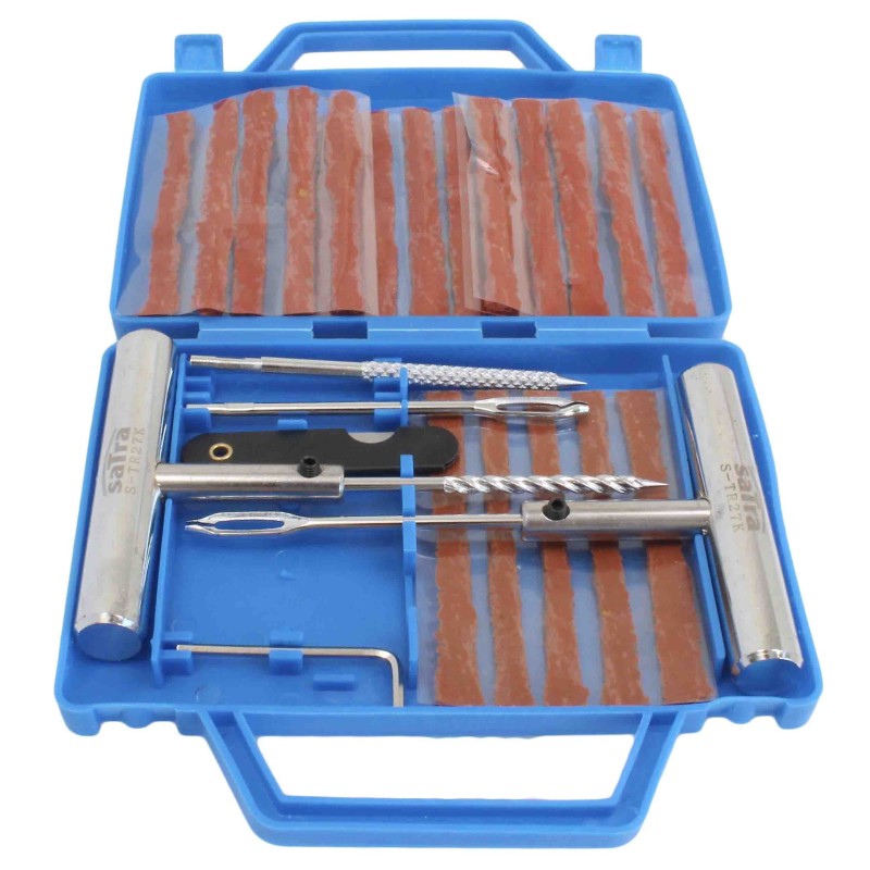 % ESTUCHE 27 UTILES REPARACIÓN DE PINCHAZOS EN NEUMÁTICOS. APTO PARA COCHE , CAMION Y AUTOBUS