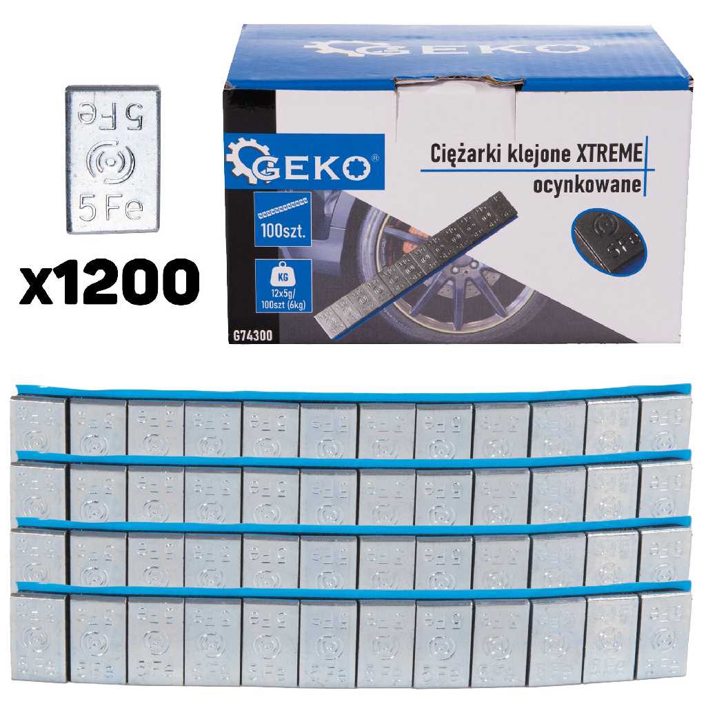 % ESTUCHE 100 TIRAS DE CONTRAPESAS ADHESIVAS DE ACERO CINCADAS *XTREME*, 12 X 5 GRS.(6 KG)