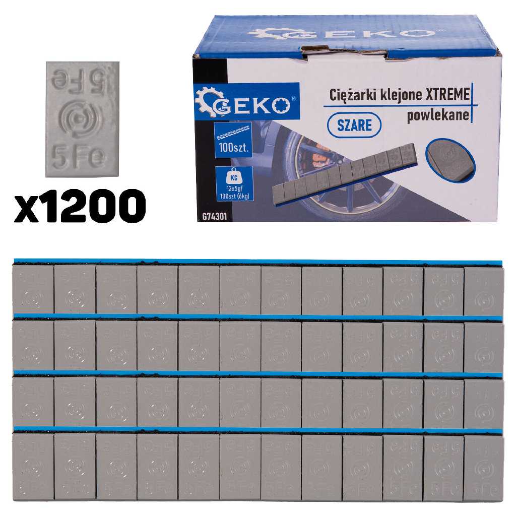 % ESTUCHE 100 TIRAS DE CONTRAPESAS ADHESIVAS DE ACERO, *XTREME* 12 X 5 GRS. (COLOR GRIS)