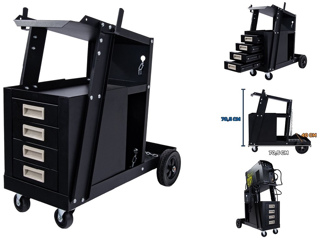 CARRO DE TRANSPORTE PARA SOLDADURA CON 4 CAJONES SUPLETORIOS