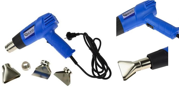 % @ PISTOLA SOPLADORA DE AIRE CALIENTE ELECTRICA, 230V - 2.000W + 4 BOQUILLAS